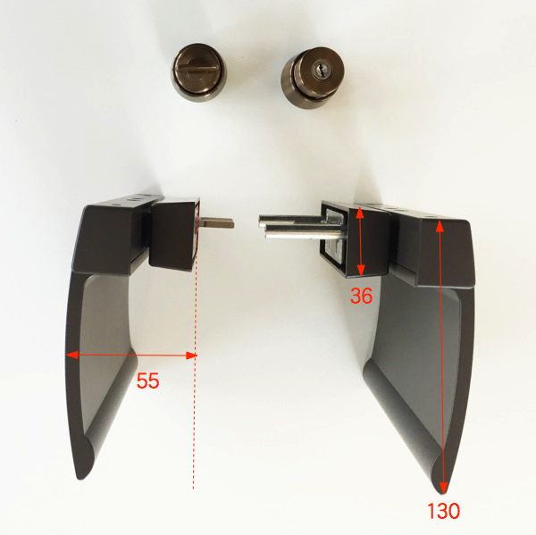 クリエラガラスドア 両開き ランマ付き 両把手 内付型 1枚ガラス仕様 押板把手 1623 W 1,692mm × H 2,360mm 店舗 事務所 LIXIL リクシル TOSTEM トステム - 15