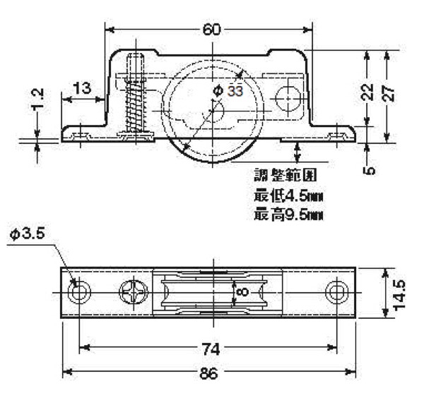 が大特価！ ヨコヅナ 横調整戸車ステン枠BRG入ジュラコン R 車 36mm 平 TES-Y362 1個